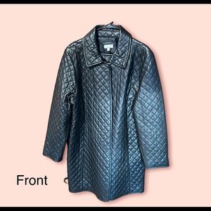 Neiman Marcus Exclusive quilted black leather trench coat